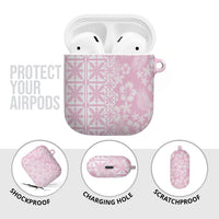 Pastel Pink Kahili Quilt Hawaii AirPods Case Tropical Flower Seamless Half Style