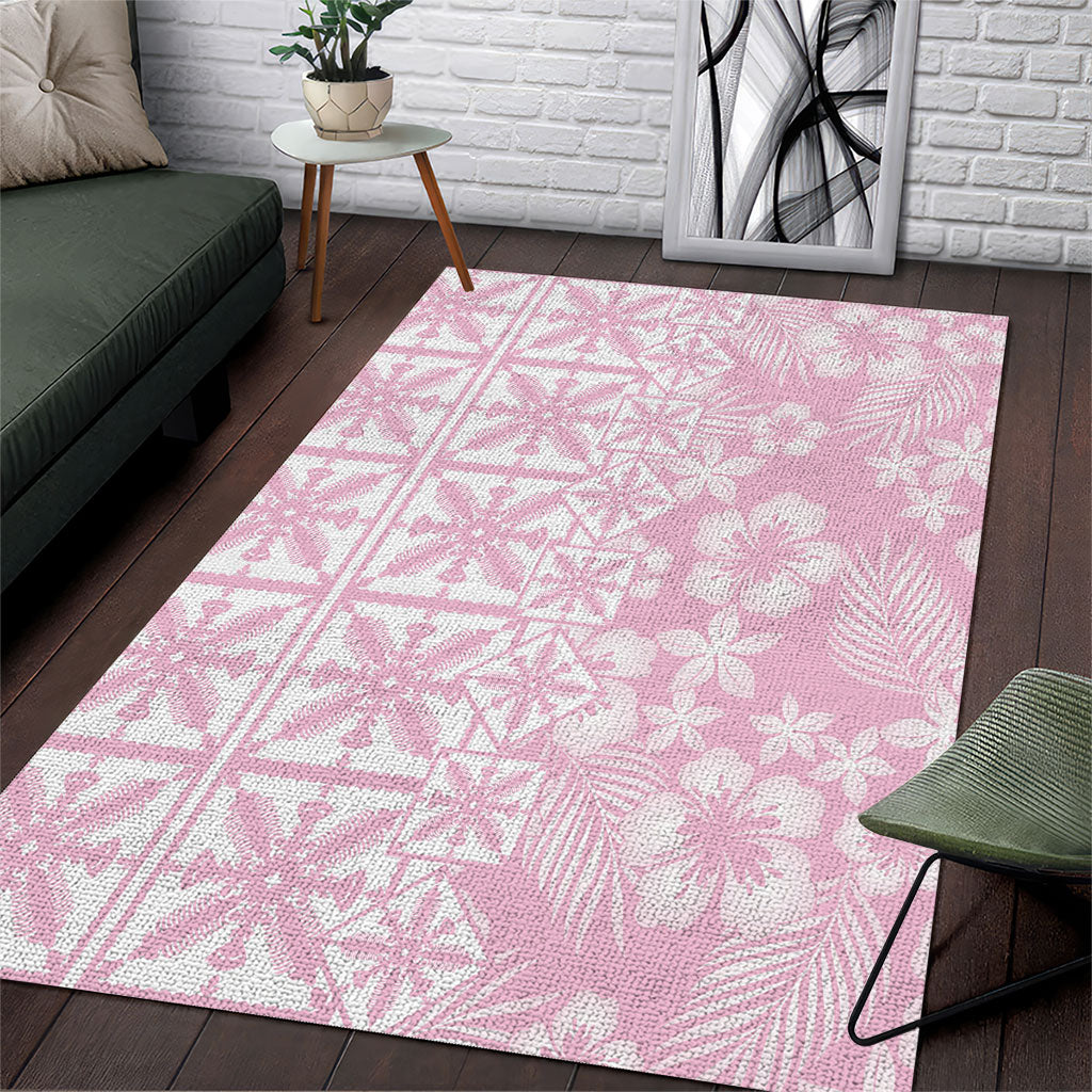 Pastel Pink Kahili Quilt Hawaii Area Rug Tropical Flower Seamless Half Style LT14 Pink - Polynesian Pride