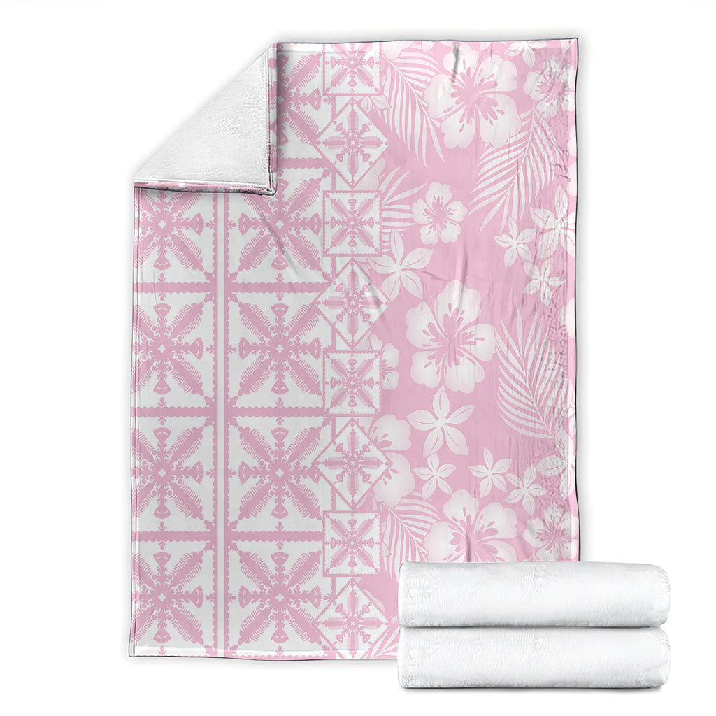 Pastel Pink Kahili Quilt Hawaii Blanket Tropical Flower Seamless Half Style