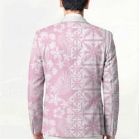Pastel Pink Kahili Quilt Hawaii Blazer Tropical Flower Seamless Half Style