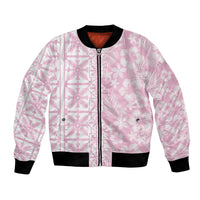 Pastel Pink Kahili Quilt Hawaii Bomber Jacket Tropical Flower Seamless Half Style