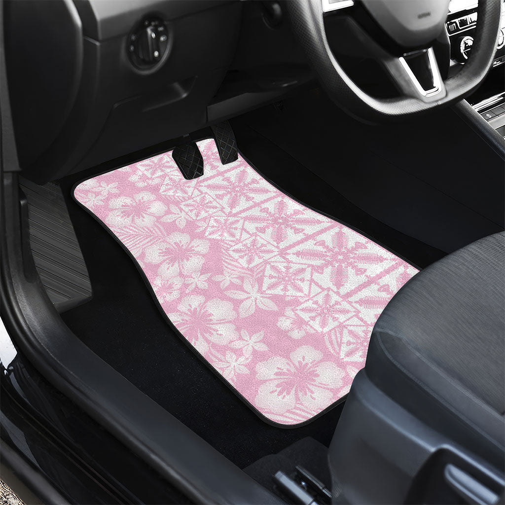 Pastel Pink Kahili Quilt Hawaii Car Mats Tropical Flower Seamless Half Style