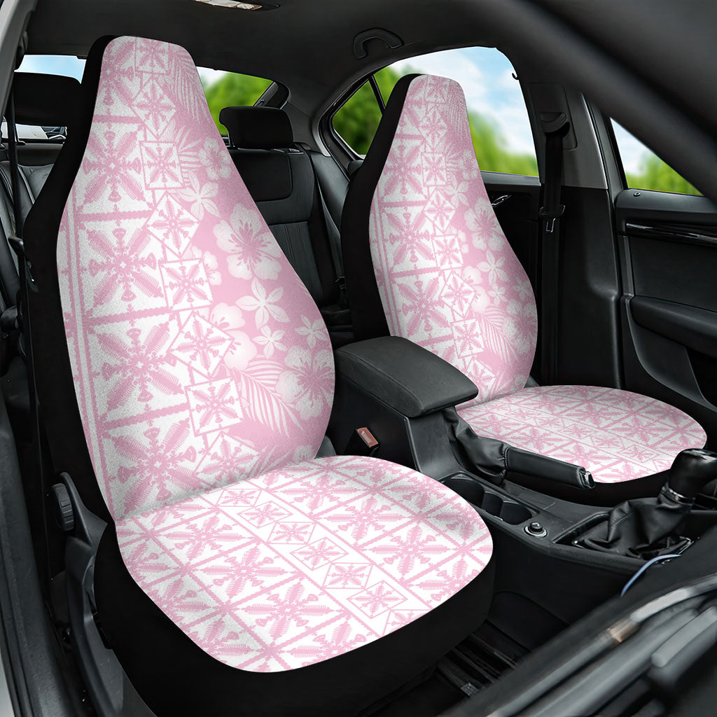 Pastel Pink Kahili Quilt Hawaii Car Seat Cover Tropical Flower Seamless Half Style LT14 One Size Pink - Polynesian Pride