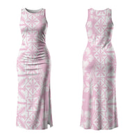 Pastel Pink Kahili Quilt Hawaii Couples Matching Tank Maxi Dress and Hawaiian Shirt Tropical Flower Seamless Half Style LT14 - Polynesian Pride