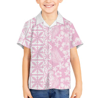 Pastel Pink Kahili Quilt Hawaii Kid Hawaiian Shirt Tropical Flower Seamless Half Style