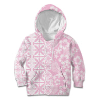 Pastel Pink Kahili Quilt Hawaii Kid Hoodie Tropical Flower Seamless Half Style