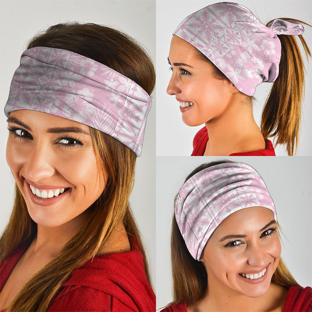 Pastel Pink Kahili Quilt Hawaii Neck Gaiter Tropical Flower Seamless Half Style