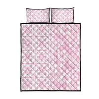 Pastel Pink Kahili Quilt Hawaii Quilt Bed Set Tropical Flower Seamless Half Style