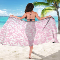 Pastel Pink Kahili Quilt Hawaii Sarong Tropical Flower Seamless Half Style