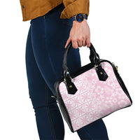 Pastel Pink Kahili Quilt Hawaii Shoulder Handbag Tropical Flower Seamless Half Style
