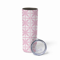 Pastel Pink Kahili Quilt Hawaii Skinny Tumbler Tropical Flower Seamless Half Style