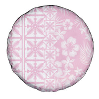 Pastel Pink Kahili Quilt Hawaii Spare Tire Cover Tropical Flower Seamless Half Style