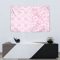 Pastel Pink Kahili Quilt Hawaii Tapestry Tropical Flower Seamless Half Style