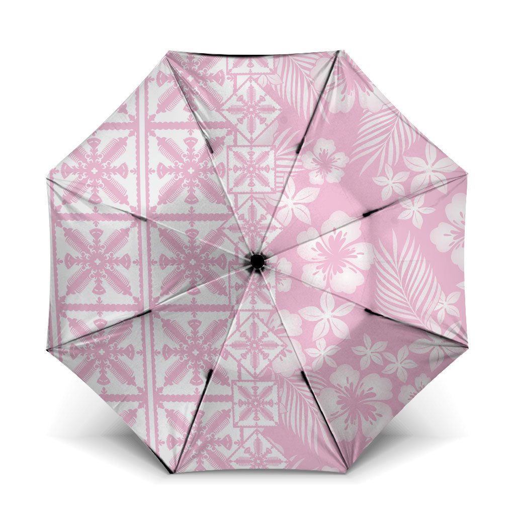 Pastel Pink Kahili Quilt Hawaii Umbrella Tropical Flower Seamless Half Style