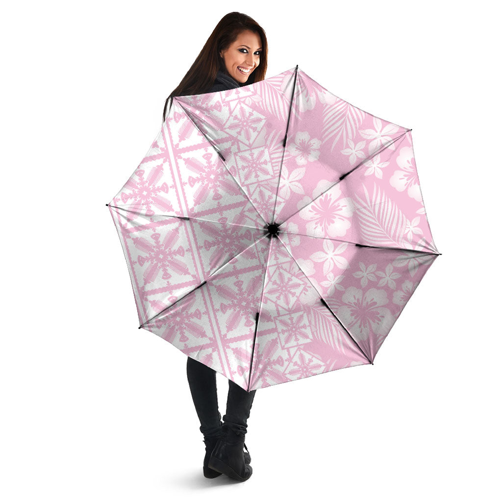 Pastel Pink Kahili Quilt Hawaii Umbrella Tropical Flower Seamless Half Style