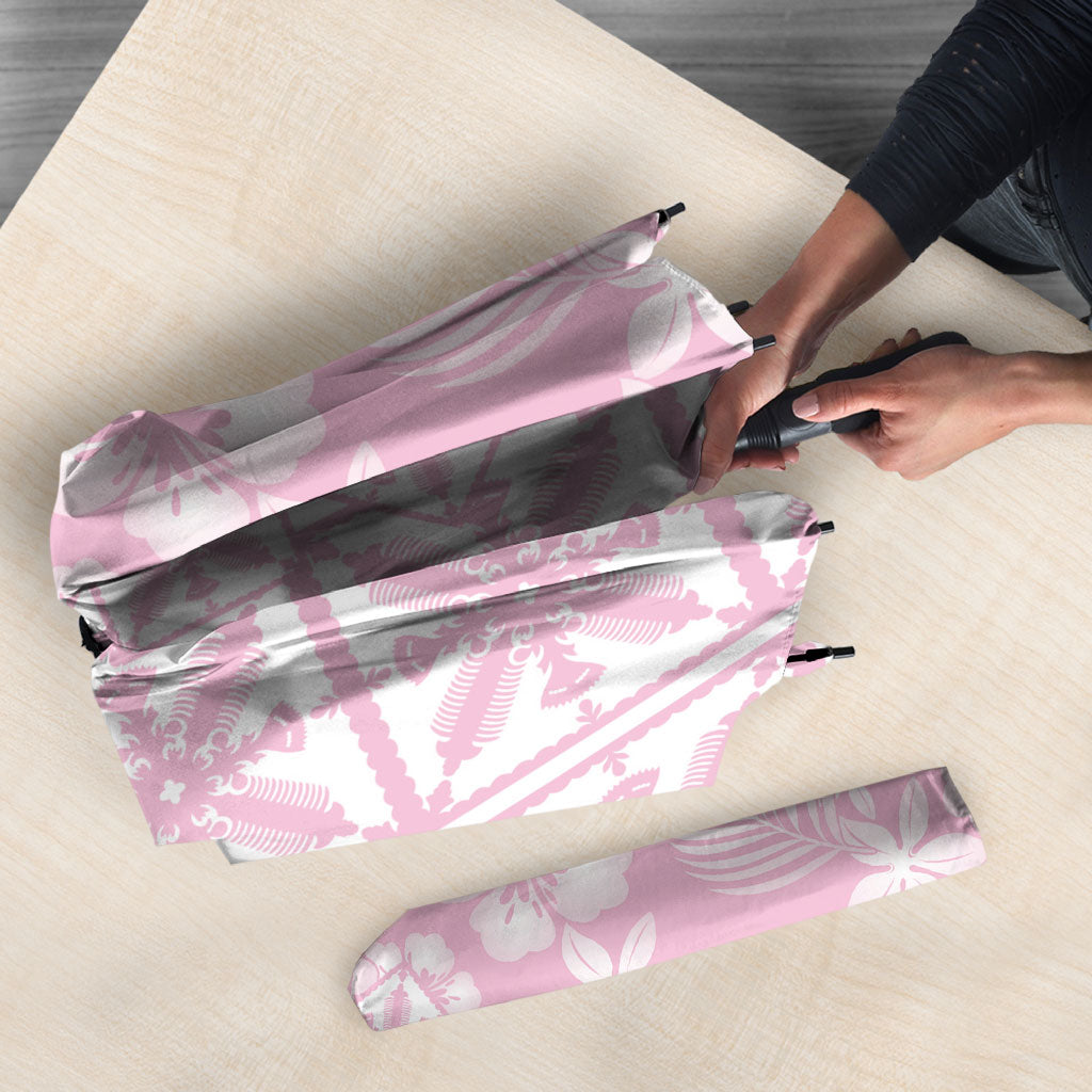 Pastel Pink Kahili Quilt Hawaii Umbrella Tropical Flower Seamless Half Style