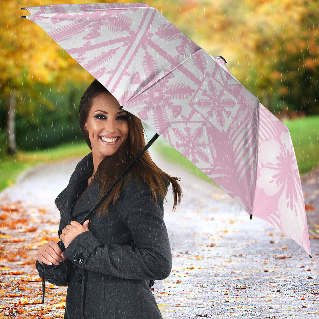 Pastel Pink Kahili Quilt Hawaii Umbrella Tropical Flower Seamless Half Style