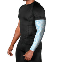Pastel Blue Kahili Quilt Hawaii Arm Sleeves Tropical Flower Seamless Half Style