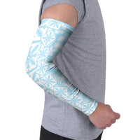 Pastel Blue Kahili Quilt Hawaii Arm Sleeves Tropical Flower Seamless Half Style