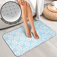 Pastel Blue Kahili Quilt Hawaii Bathroom Set Tropical Flower Seamless Half Style