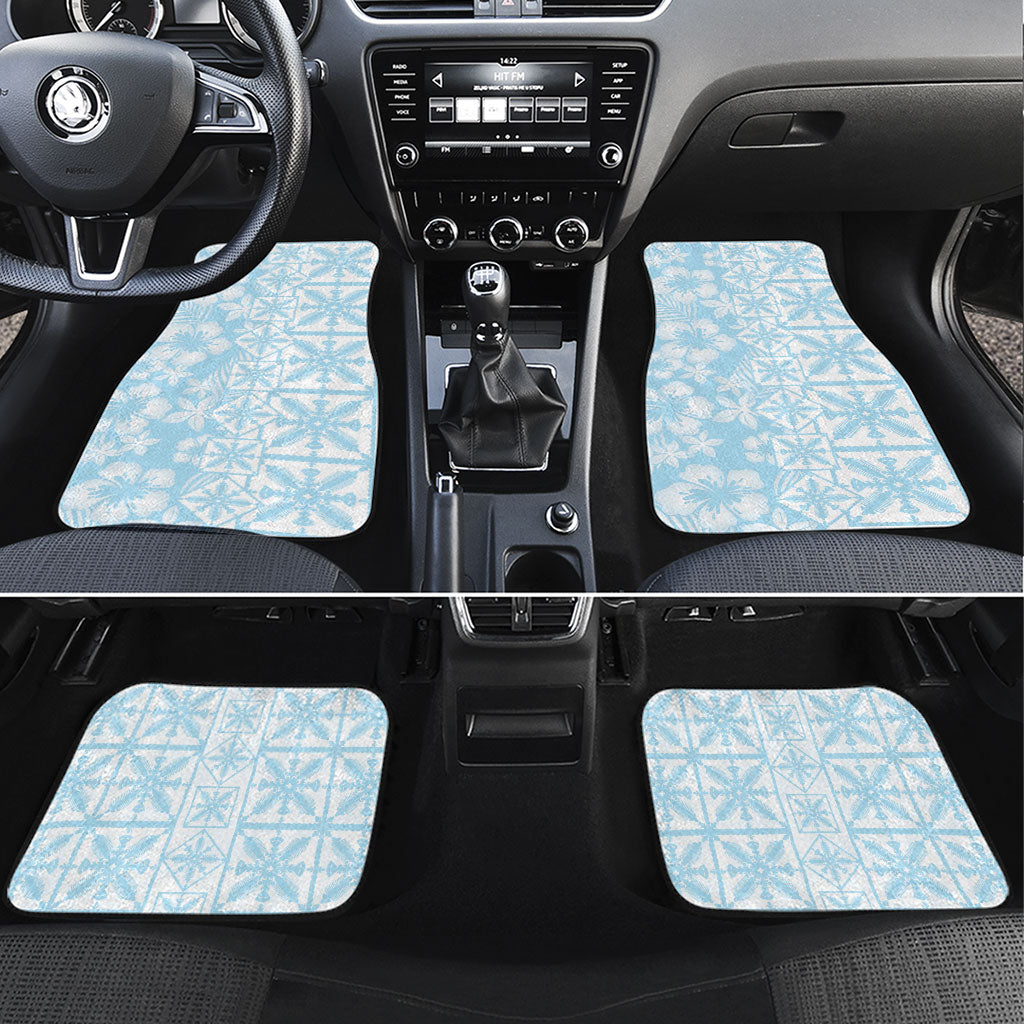Pastel Blue Kahili Quilt Hawaii Car Mats Tropical Flower Seamless Half Style