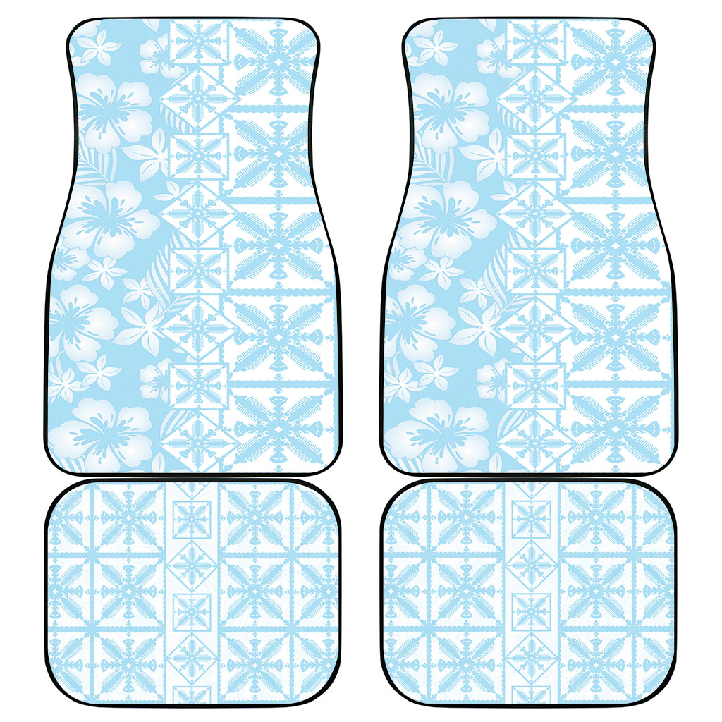 Pastel Blue Kahili Quilt Hawaii Car Mats Tropical Flower Seamless Half Style
