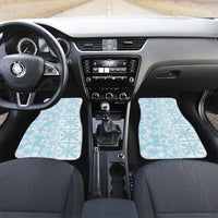 Pastel Blue Kahili Quilt Hawaii Car Mats Tropical Flower Seamless Half Style