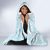 Pastel Blue Kahili Quilt Hawaii Hooded Blanket Tropical Flower Seamless Half Style
