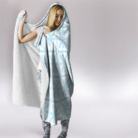 Pastel Blue Kahili Quilt Hawaii Hooded Blanket Tropical Flower Seamless Half Style
