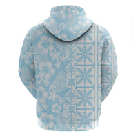 Pastel Blue Kahili Quilt Hawaii Hoodie Tropical Flower Seamless Half Style