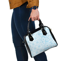 Pastel Blue Kahili Quilt Hawaii Shoulder Handbag Tropical Flower Seamless Half Style