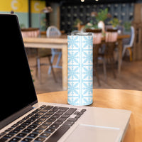Pastel Blue Kahili Quilt Hawaii Skinny Tumbler Tropical Flower Seamless Half Style