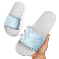 Pastel Blue Kahili Quilt Hawaii Slide Sandals Tropical Flower Seamless Half Style