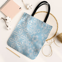 Pastel Blue Kahili Quilt Hawaii Tote Bag Tropical Flower Seamless Half Style