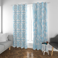 Pastel Blue Kahili Quilt Hawaii Window Curtain Tropical Flower Seamless Half Style