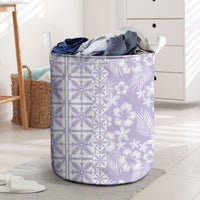 Pastel Purple Kahili Quilt Hawaii Laundry Basket Tropical Flower Seamless Half Style