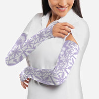 Pastel Purple Kahili Quilt Hawaii Arm Sleeves Tropical Flower Seamless Half Style