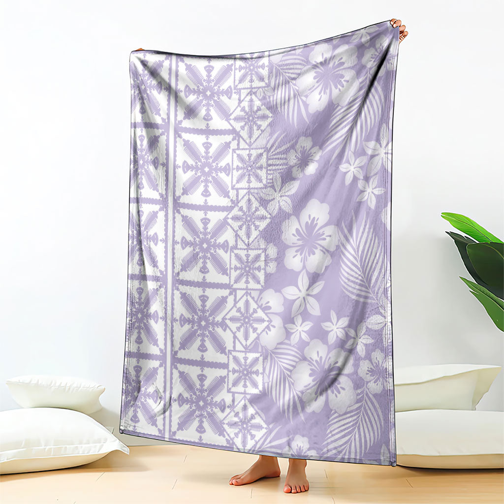 Pastel Purple Kahili Quilt Hawaii Blanket Tropical Flower Seamless Half Style