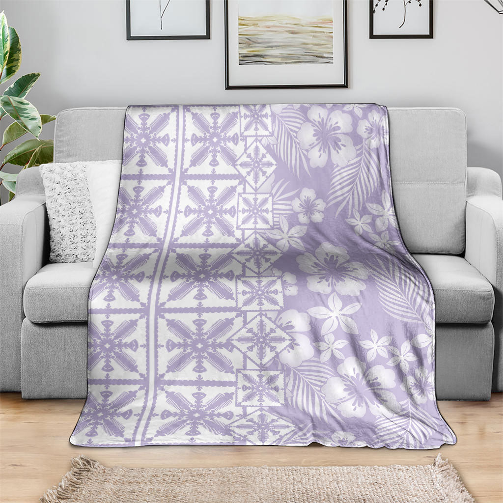 Pastel Purple Kahili Quilt Hawaii Blanket Tropical Flower Seamless Half Style