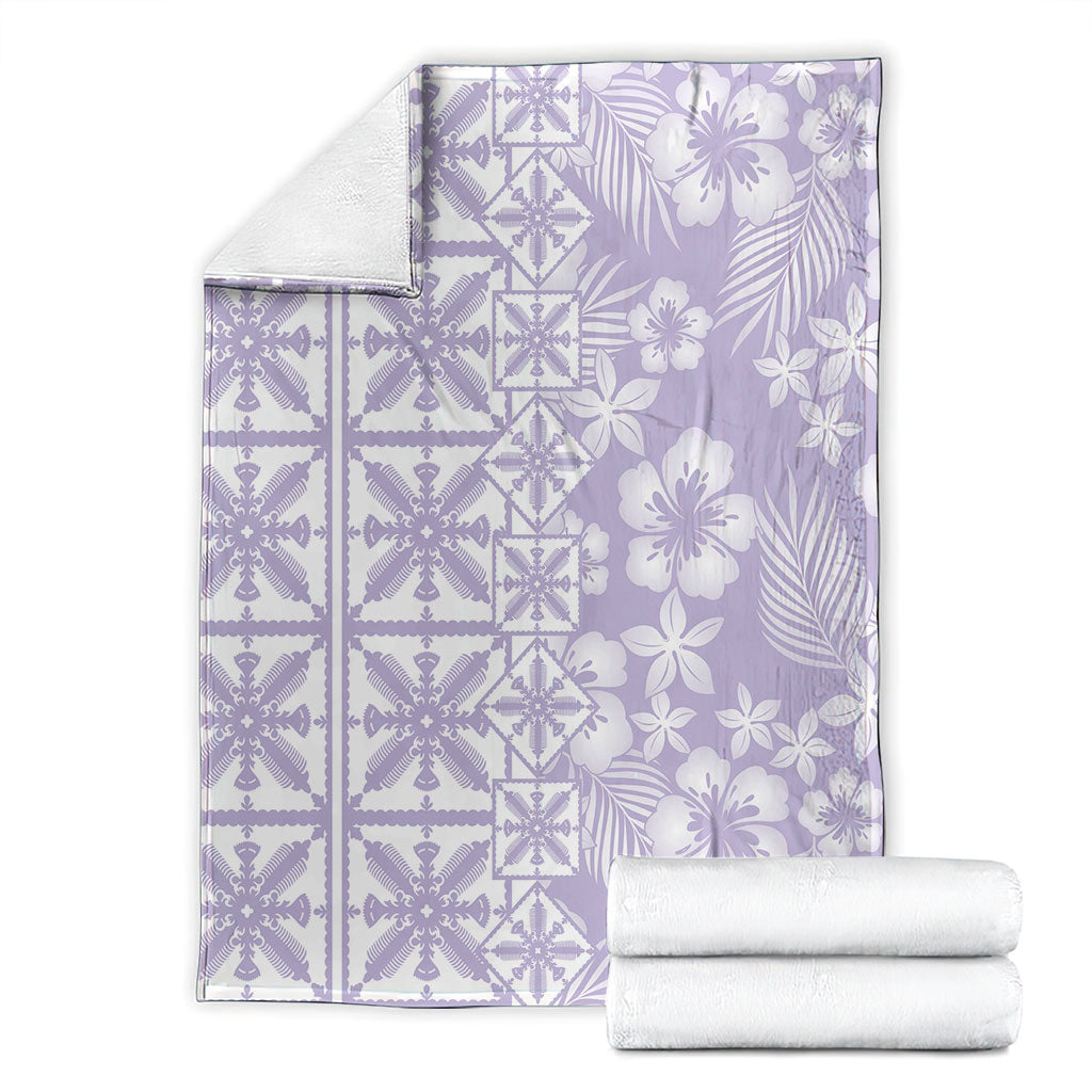 Pastel Purple Kahili Quilt Hawaii Blanket Tropical Flower Seamless Half Style