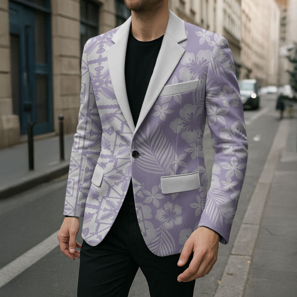 Pastel Purple Kahili Quilt Hawaii Blazer Tropical Flower Seamless Half Style