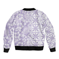 Pastel Purple Kahili Quilt Hawaii Bomber Jacket Tropical Flower Seamless Half Style
