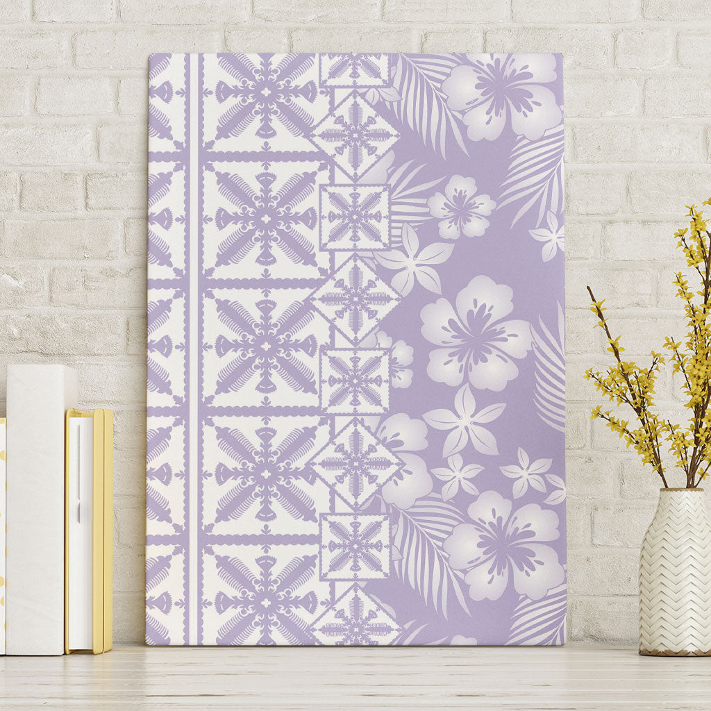 Pastel Purple Kahili Quilt Hawaii Canvas Wall Art Tropical Flower Seamless Half Style LT14 Without Frame Purple - Polynesian Pride