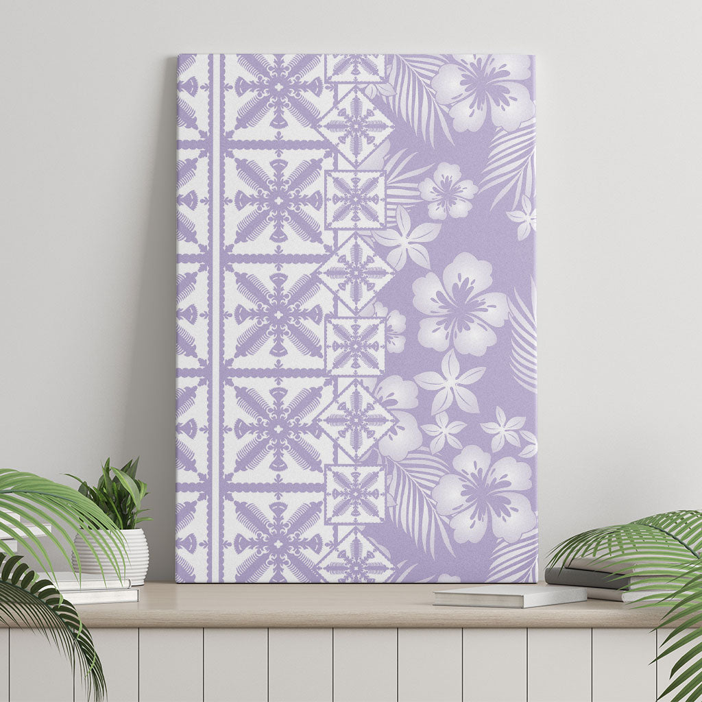 Pastel Purple Kahili Quilt Hawaii Canvas Wall Art Tropical Flower Seamless Half Style