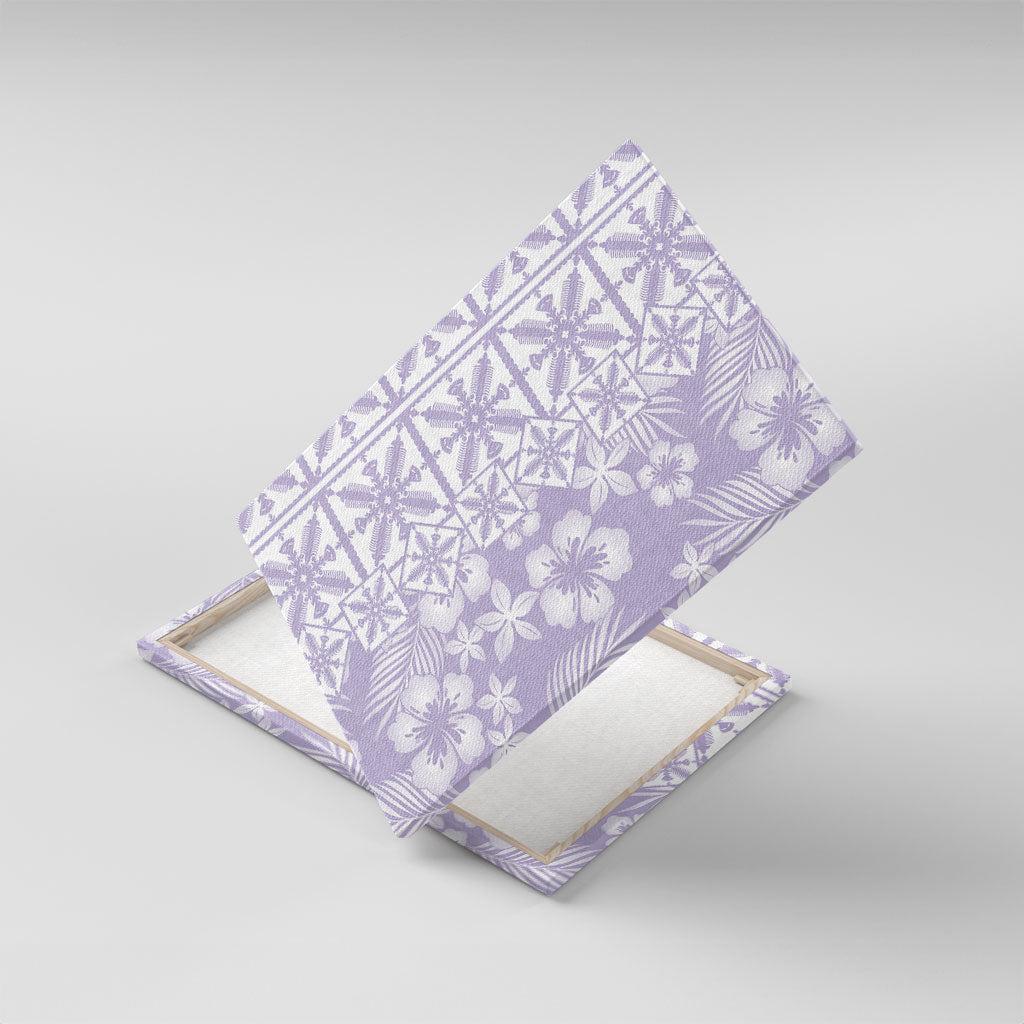 Pastel Purple Kahili Quilt Hawaii Canvas Wall Art Tropical Flower Seamless Half Style