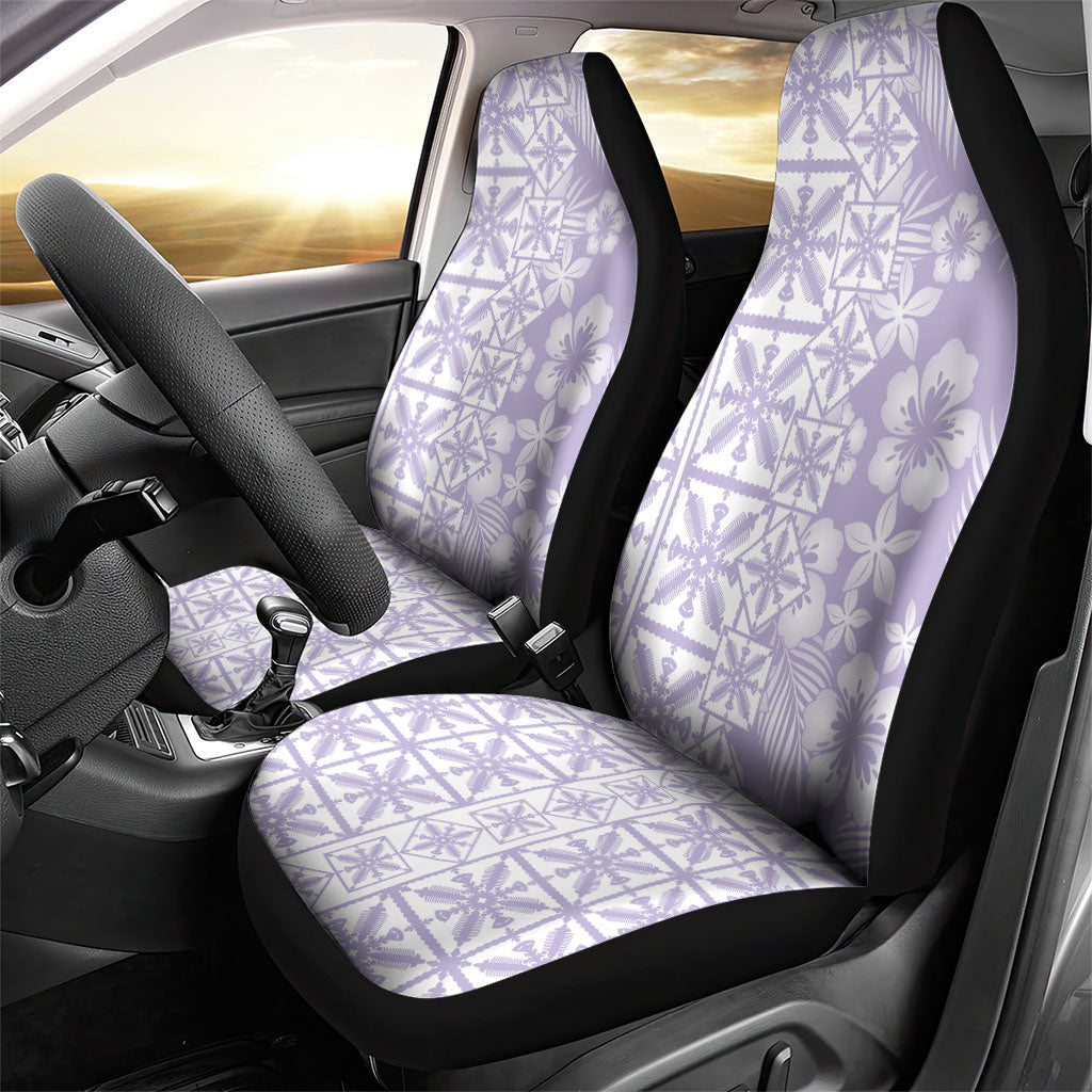 Pastel Purple Kahili Quilt Hawaii Car Seat Cover Tropical Flower Seamless Half Style
