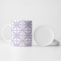 Pastel Purple Kahili Quilt Hawaii Ceramic Mug Tropical Flower Seamless Half Style