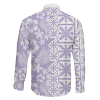 Pastel Purple Kahili Quilt Hawaii Family Matching Tank Maxi Dress and Hawaiian Shirt Tropical Flower Seamless Half Style