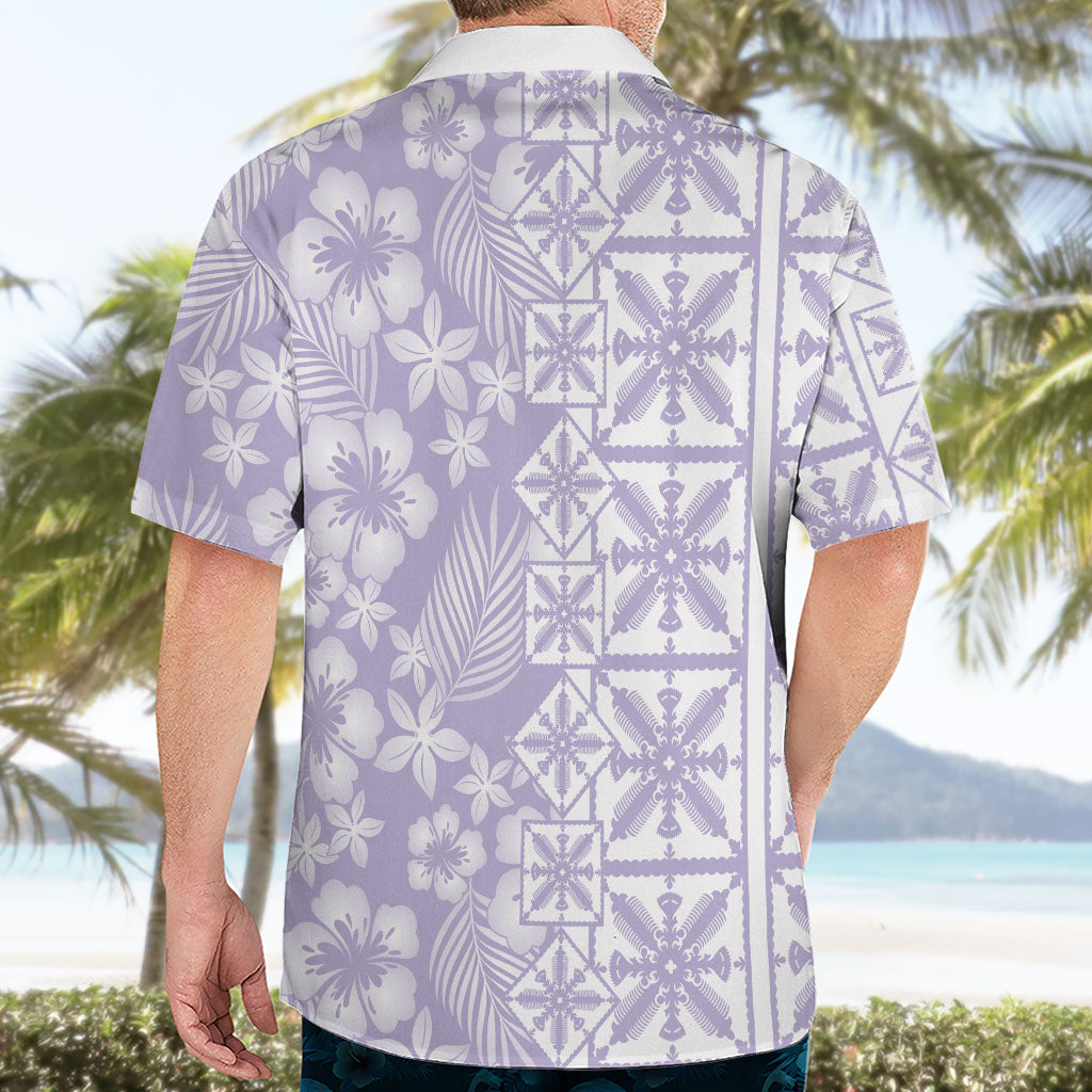 Pastel Purple Kahili Quilt Hawaii Hawaiian Shirt Tropical Flower Seamless Half Style