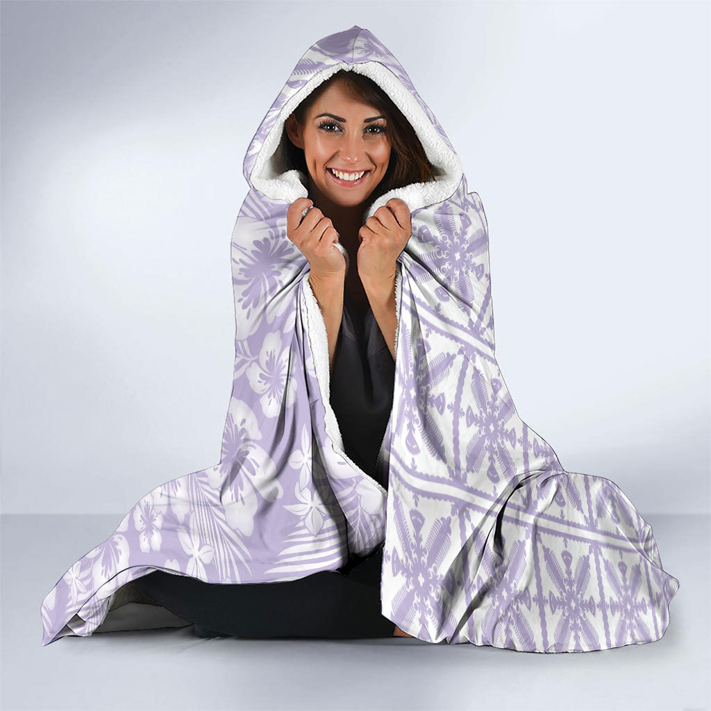 Pastel Purple Kahili Quilt Hawaii Hooded Blanket Tropical Flower Seamless Half Style